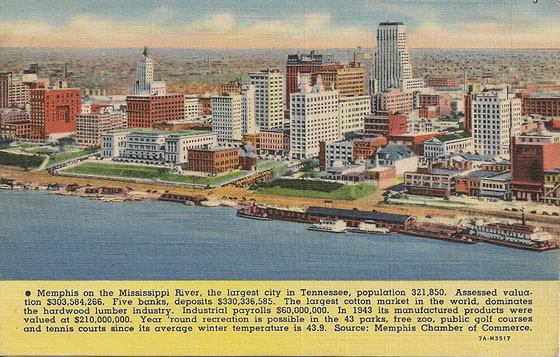 Memphis Tennesse from the Mississippi River 1943