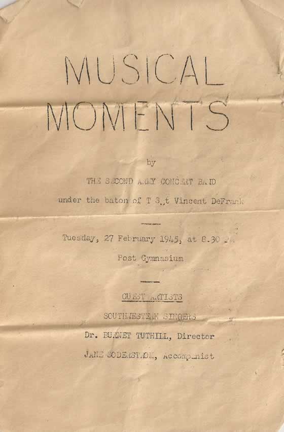 Music Concert Memphis Tennessee Feb. 27, 1945