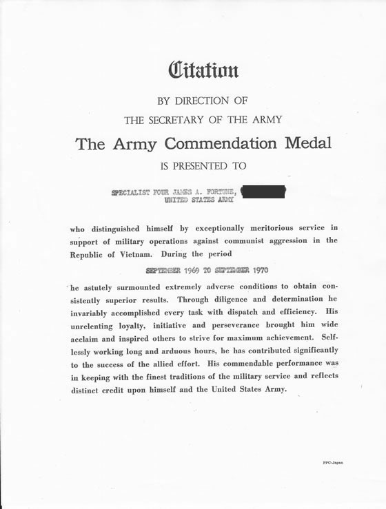 Vietnam War Citation Award